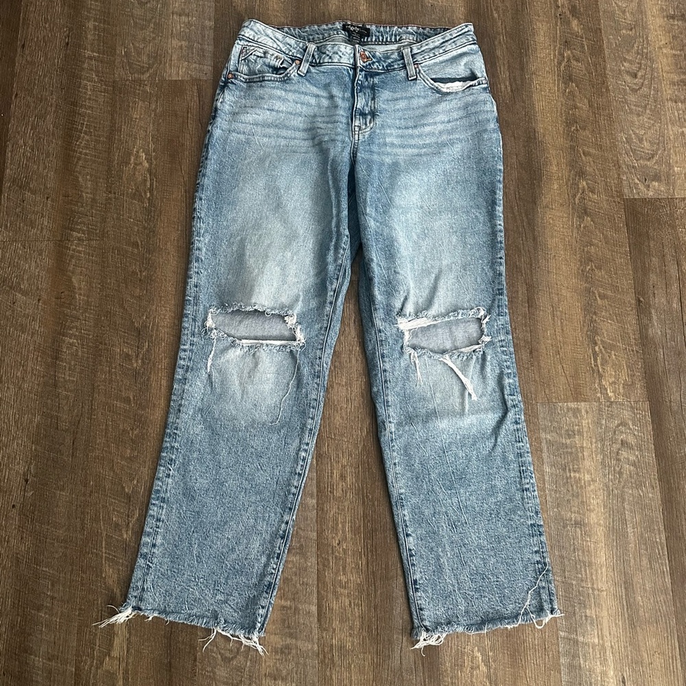Women’s ripped straight leg jeans